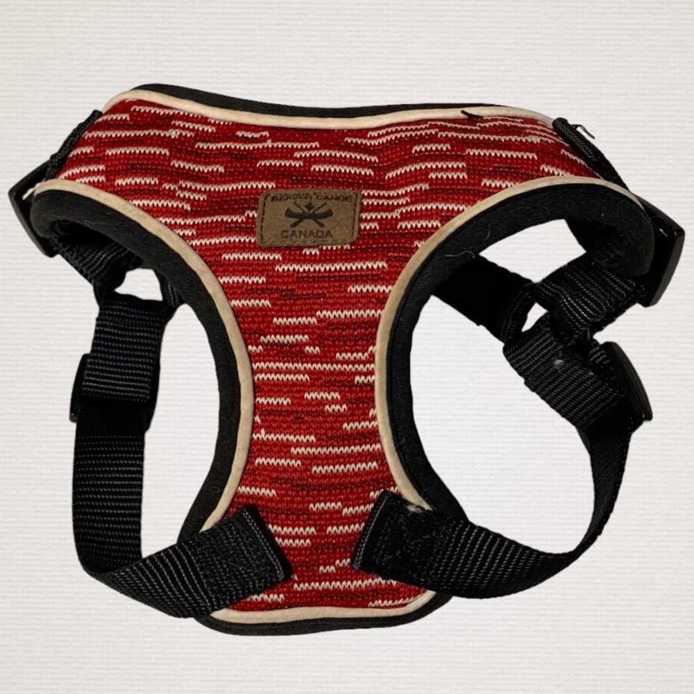 Beaver canoe dog harness adjustable red straps